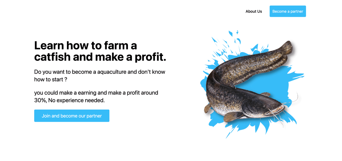 Catfish aquaculture Landing Page